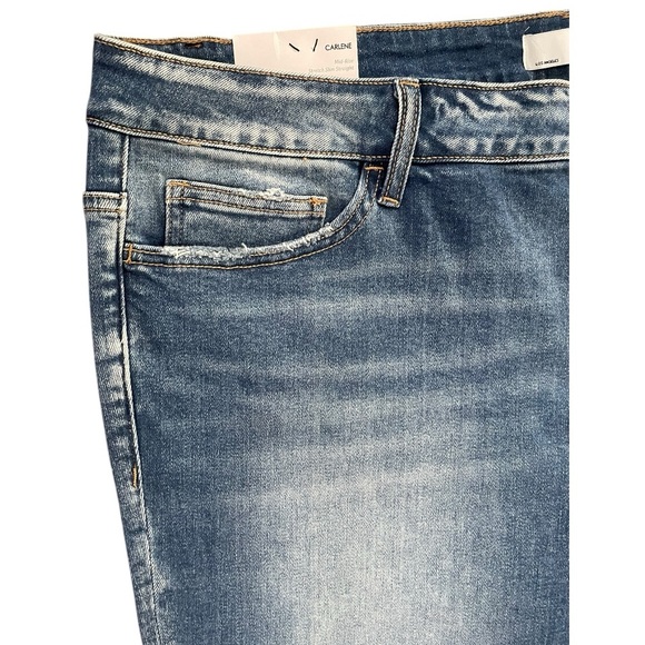 VERVET Carlene New Mid Rise Slim Straight Blue Jeans Women's Size 22 Distressed - Picture 3 of 8